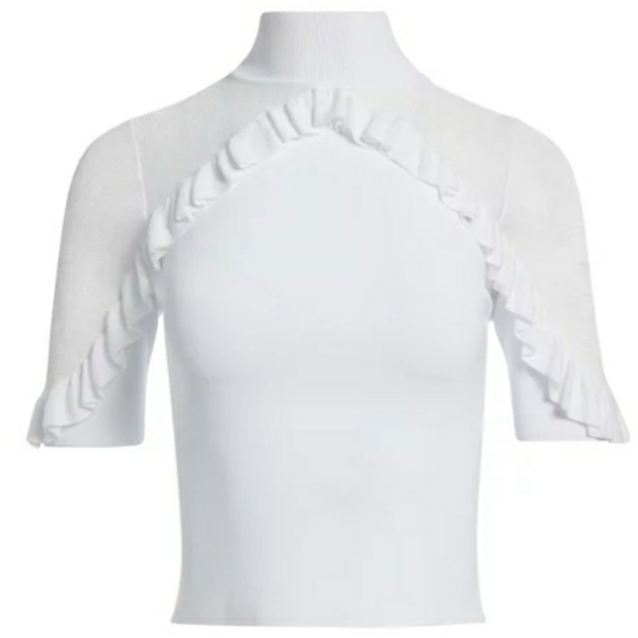 ALICE + OLIVIA White Ruffled Top - Picture 6 of 6